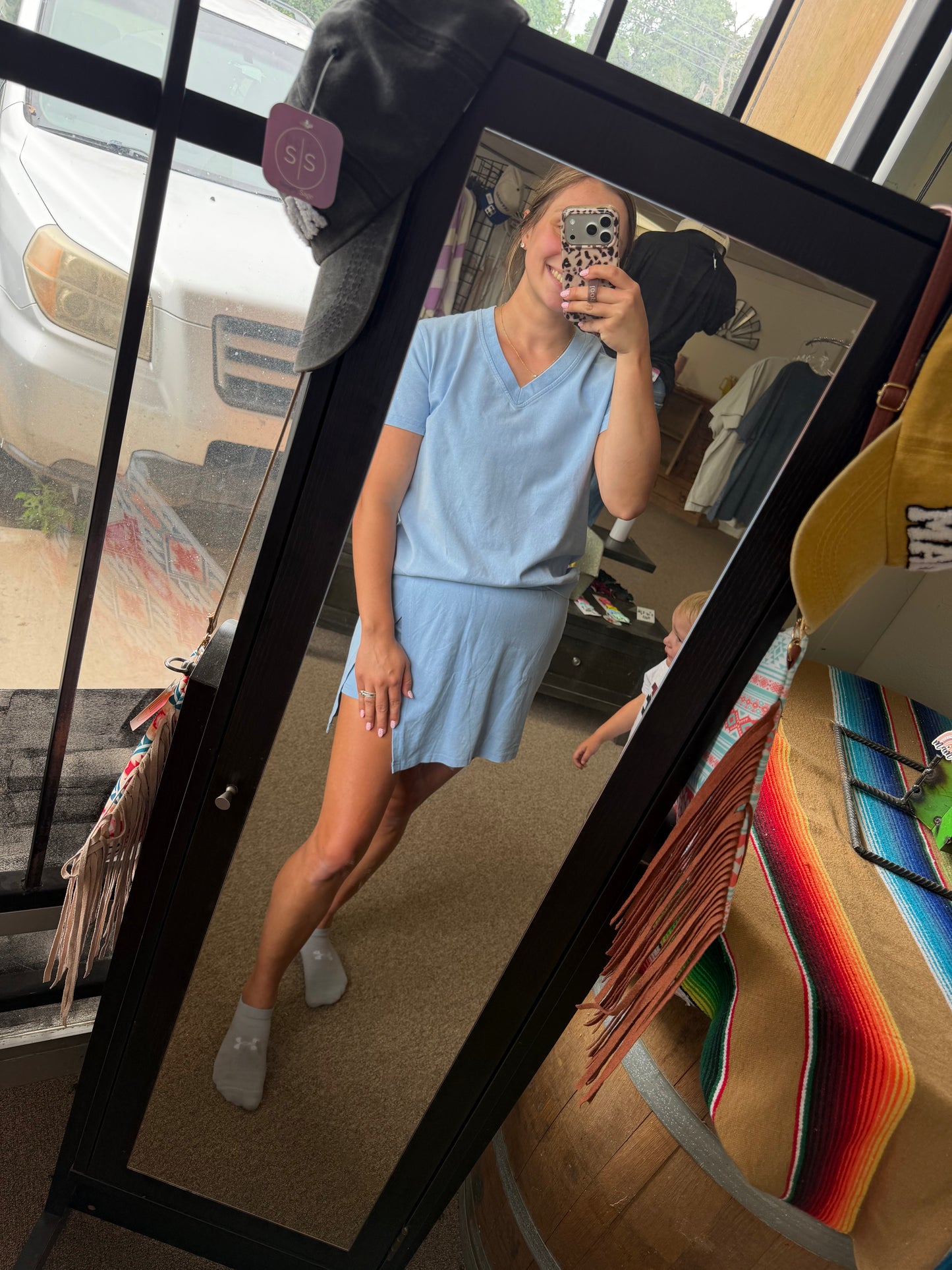 Plans Are Made Blue Skort set
