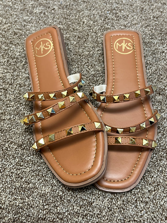 Tan Studded Sandals