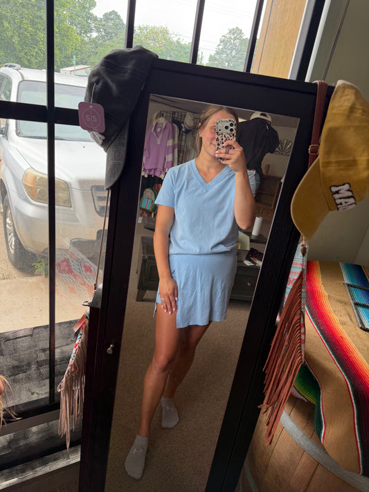 Plans Are Made Blue Skort set