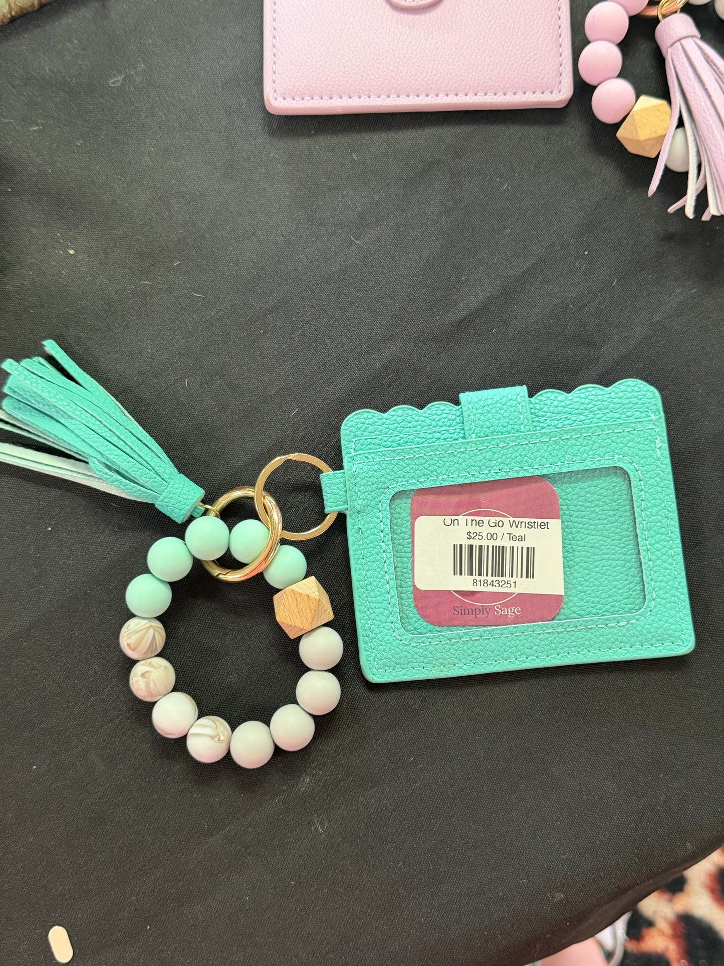 On The Go Wristlet (Tan purple & Teal)